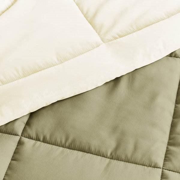 Full/Queen 3-Piece Microfiber Reversible Comforter Set in Sage Green/Cream - beddingbag.com