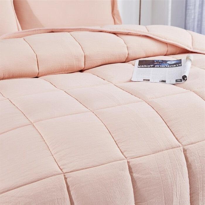 Queen Size Pink 3 Piece Microfiber Reversible Comforter Set - beddingbag.com