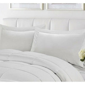 Full/Queen Traditional Microfiber Reversible 3 Piece Comforter Set in White - beddingbag.com
