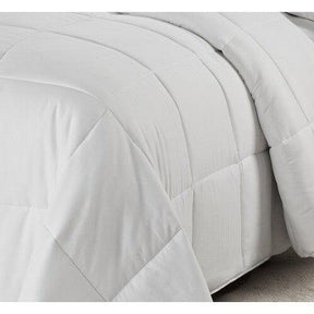 Full/Queen Traditional Microfiber Reversible 3 Piece Comforter Set in White - beddingbag.com