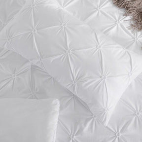 King Size All Season Pleated Hypoallergenic Microfiber Reversible 3 Piece Comforter Set in White - beddingbag.com