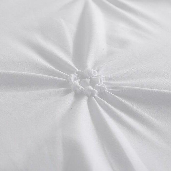 King Size All Season Pleated Hypoallergenic Microfiber Reversible 3 Piece Comforter Set in White - beddingbag.com