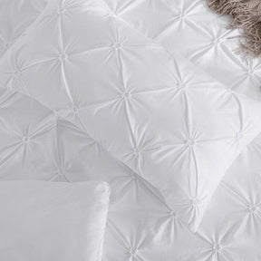 Twin Size All Season Pleated Hypoallergenic Microfiber Reversible 2 Piece Comforter Set in White - beddingbag.com
