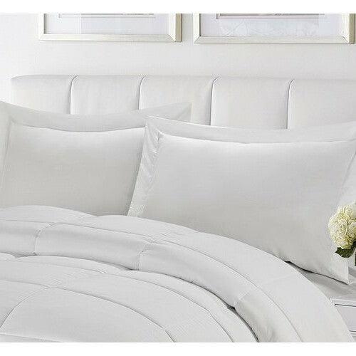 Twin/Twin XL Traditional Microfiber Reversible 3 Piece Comforter Set in White - beddingbag.com