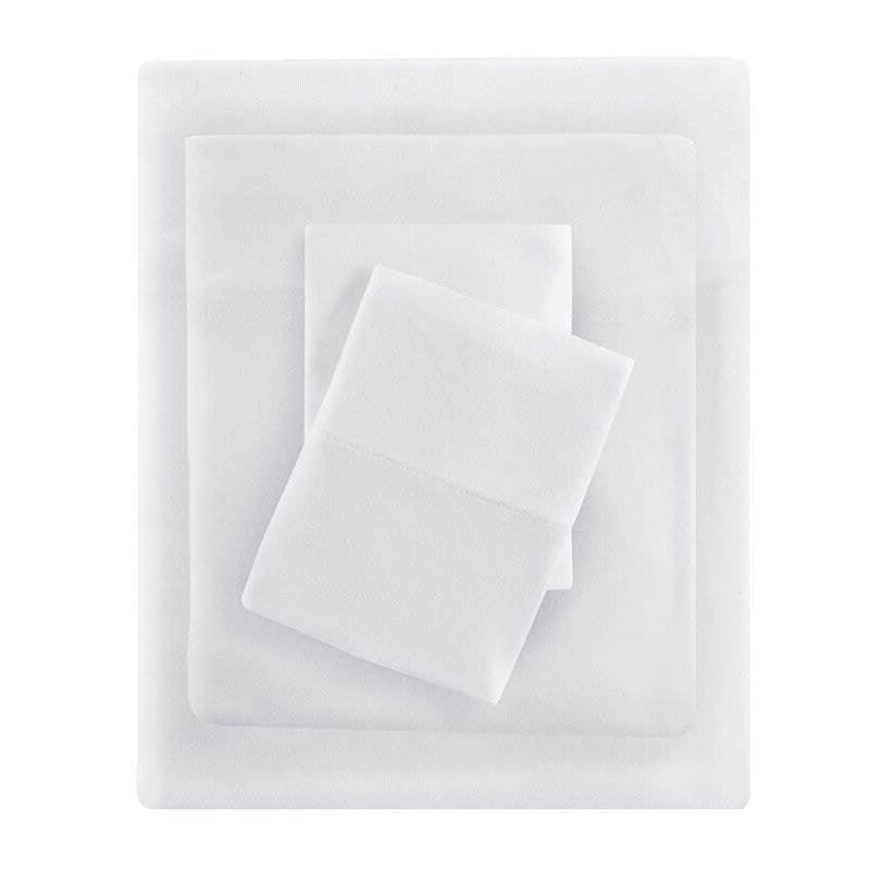 Twin XL Size 4-Piece Cotton Blend Jersey Sheet Set in White - beddingbag.com