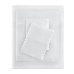 Twin Size 4-Piece Cotton Blend Jersey Sheet Set in White - beddingbag.com